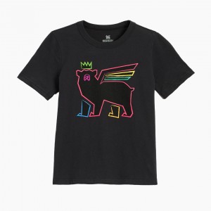 Stanley The Kids Neon Bear Tee Černé | GUH329658