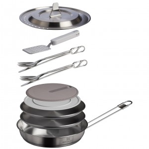 Stanley The Wildfare Pro Fry Pan Cookset 15-piece set | 1.1 QT Pale Pebble + Stone | FBU865439