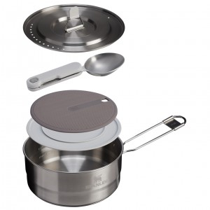 Stanley The Wildfare Pro Saucepan Cookset 5-piece set | 2 QT Pale Pebble + Stone | NYX685473