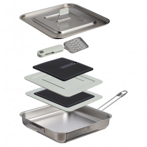Stanley The Wildfare Pro Square Pan Cookset 5-piece set | 2 QT Pale Pebble + Stone | IBY126579